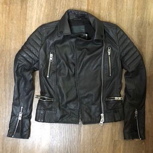 All Saints Quilted Leather Biker Jacket